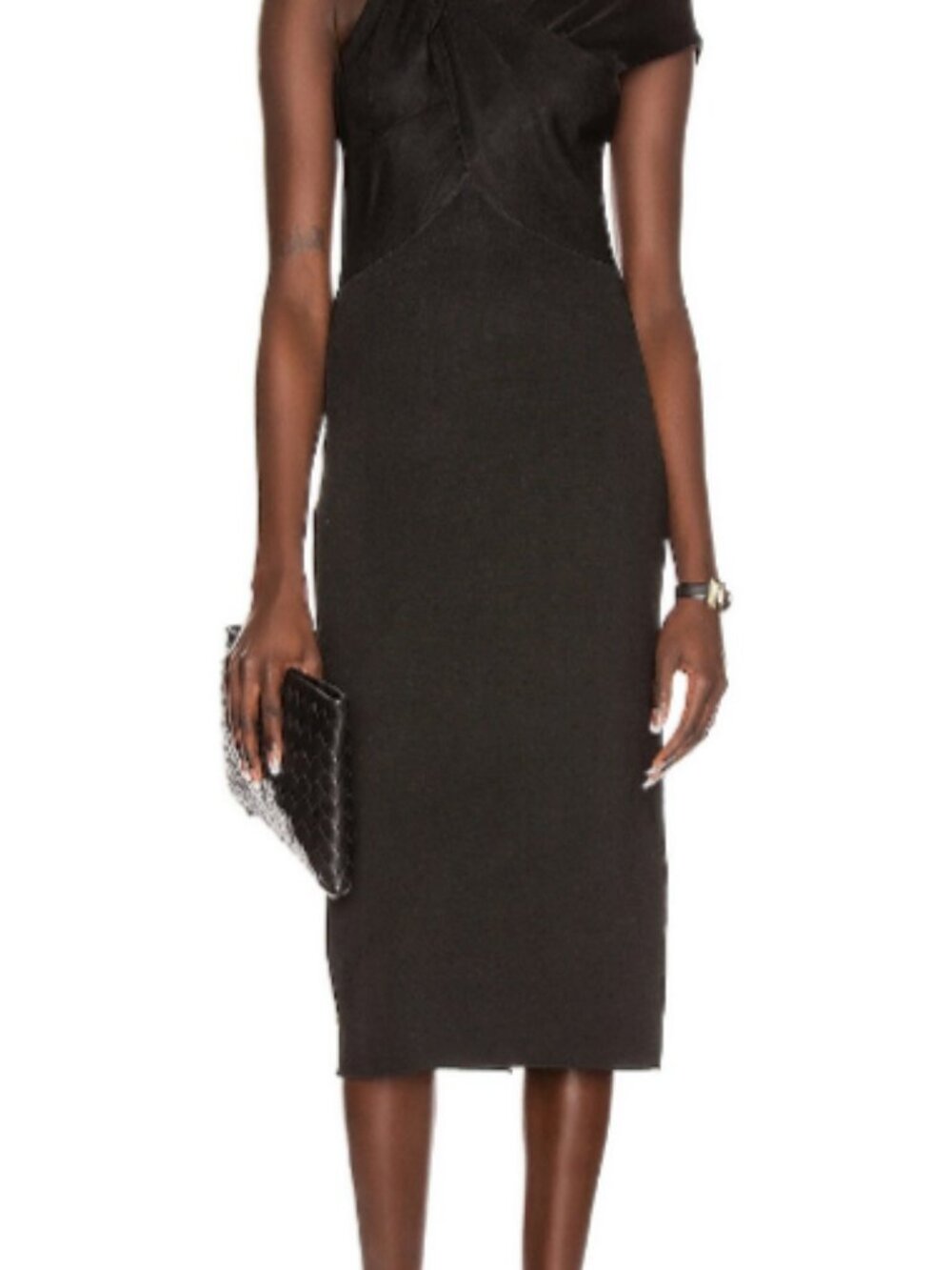 Victoria Beckham Twist Drape Fitted Dress in black - Size S